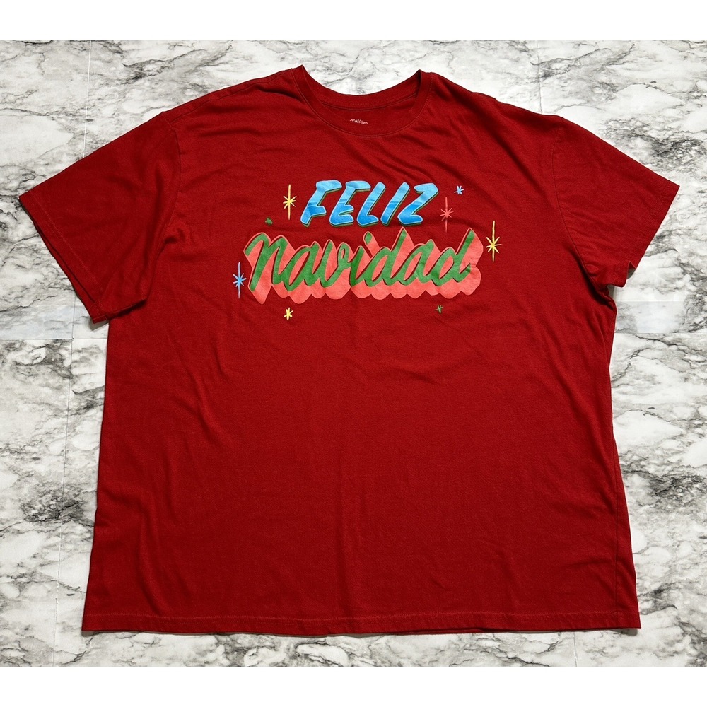 Wondershop‎ Feliz Navidad T- Shirt Sleepwear Men's Size 2XL Red Short Sleeve